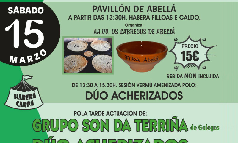Abellá celebra este sábado 15 de marzo a XI Festa da Filloa, con degustación de filloas e caldo galego