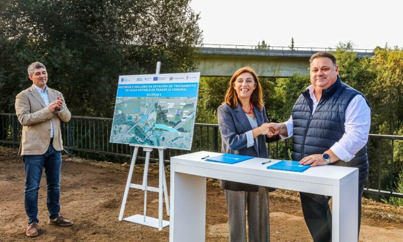 A Xunta e o Concello asinan o convenio para a reforma e mellora da estación de tratamento de auga potable de Frades, orzamentada en 612.000 € e que estará operativa para o verán de 2027