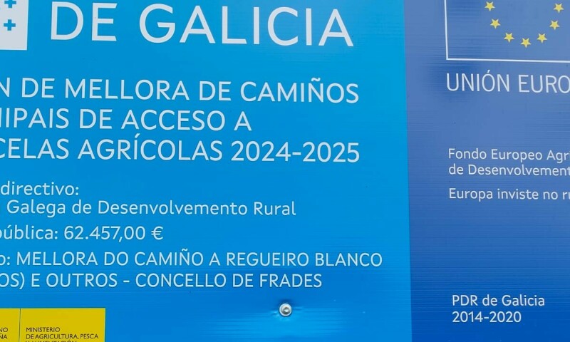 O Concello de Frades remata a obra "Mellora do Camiño a Regueiro Blanco (Galegos) e outros"