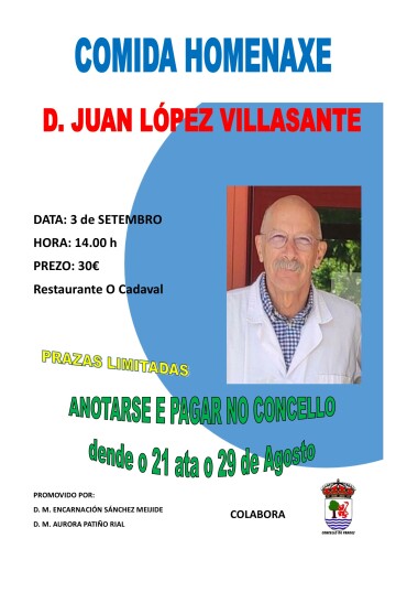O Concello de Frades colabora nunha comida homenaxe ao doutor Juan López Villasante