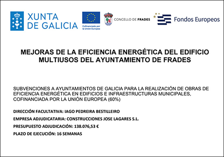 Melloras da eficiencia enerxética do edificio multiúsos do Concello de Frades